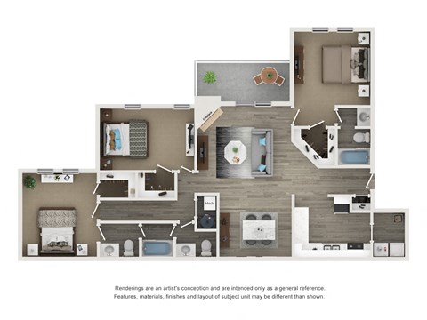 Floor plan for 3 beds, 2 baths, 1520 sqft